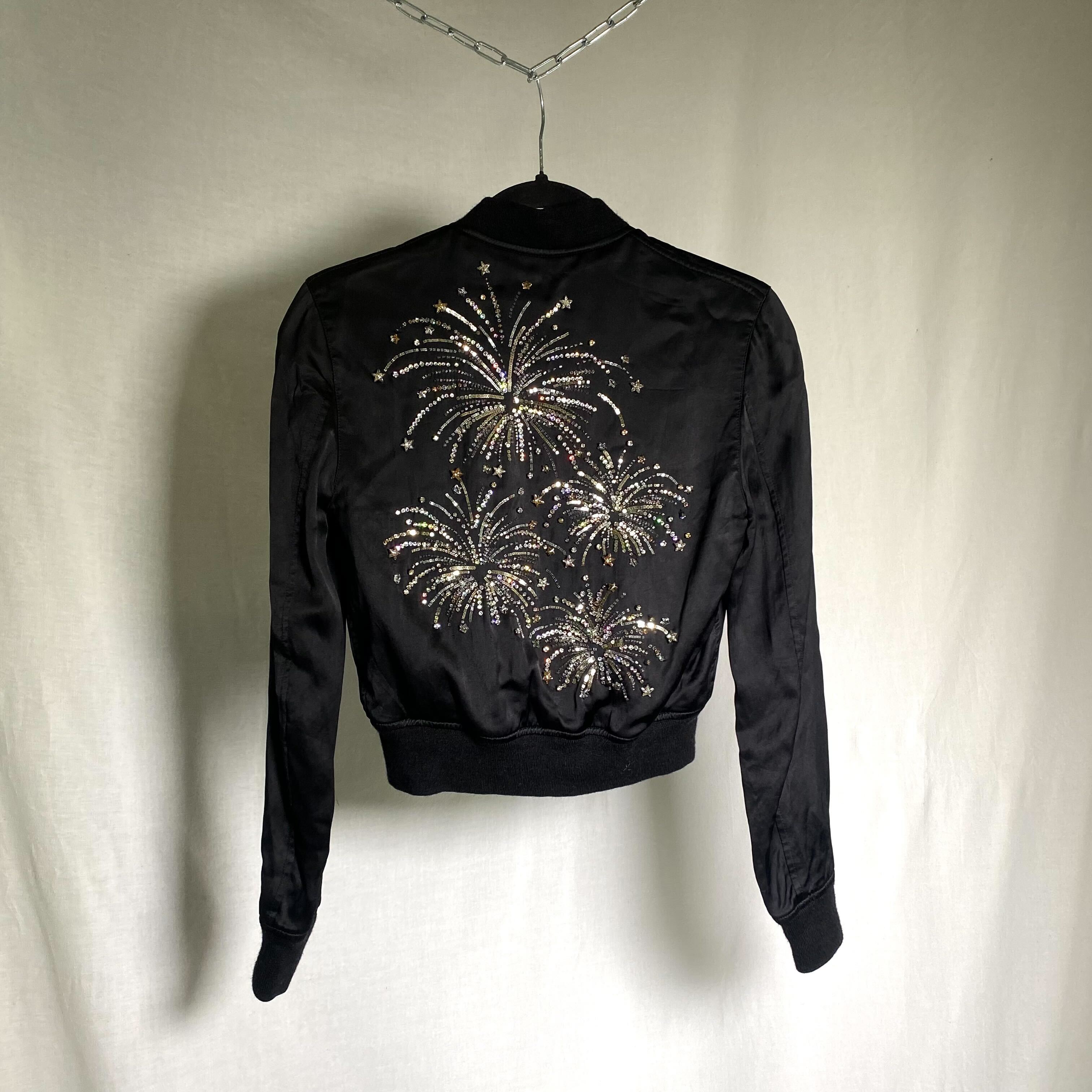 Saint Laurent Embellished Satin Bomber Jacket Attikk